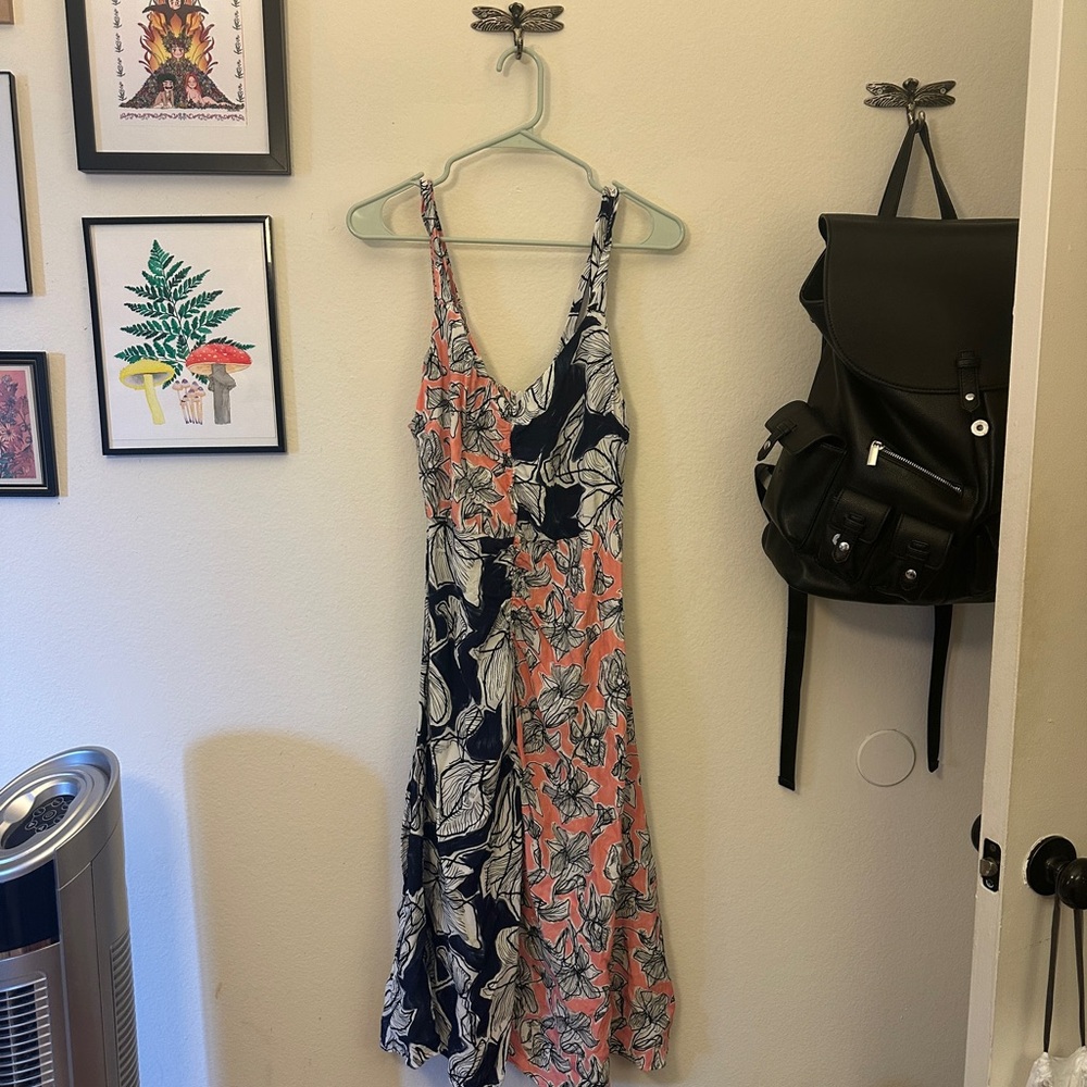 ASOS Blue and Pink Sleeveless V-Neck Sundress